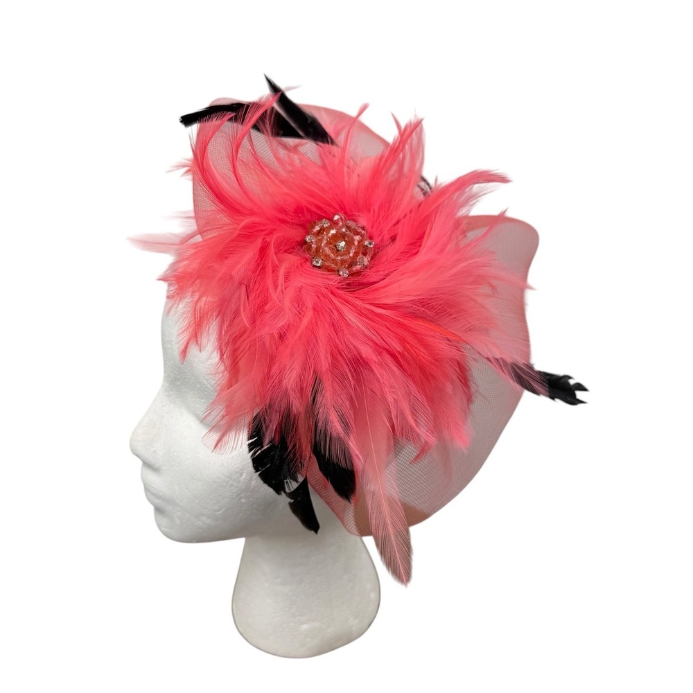 Natasha Pink Feather Fascinator Headband Kentucky Derby Church Wedding Tea Hat